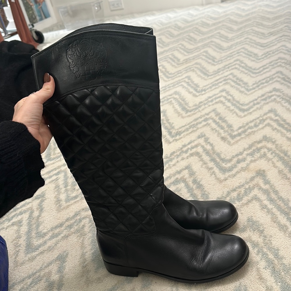 Black quilted Vince Camuto Leather Boots